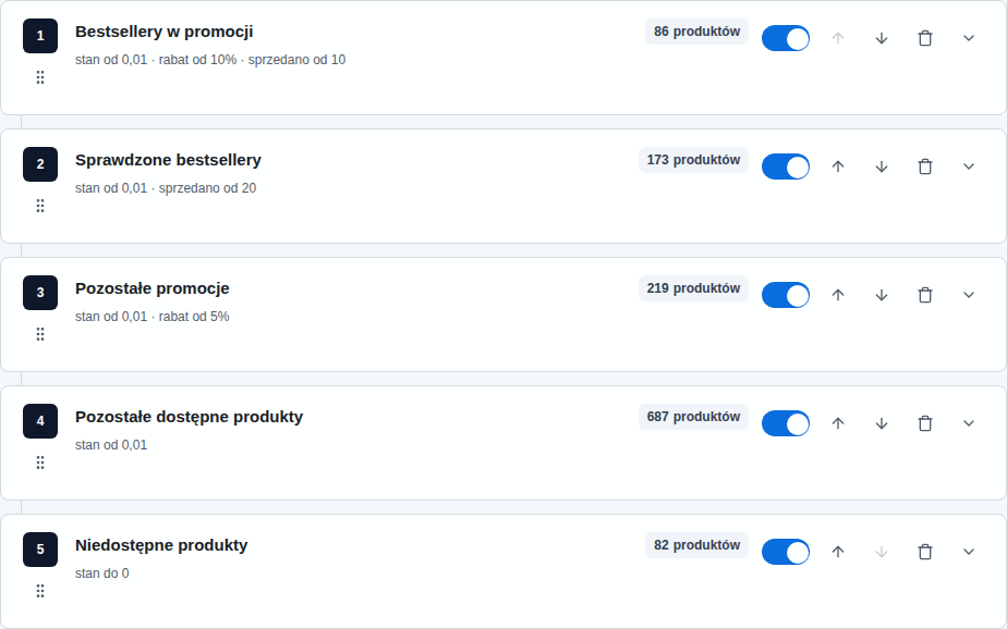 Edytowalna kolejność reguł w GrowSort